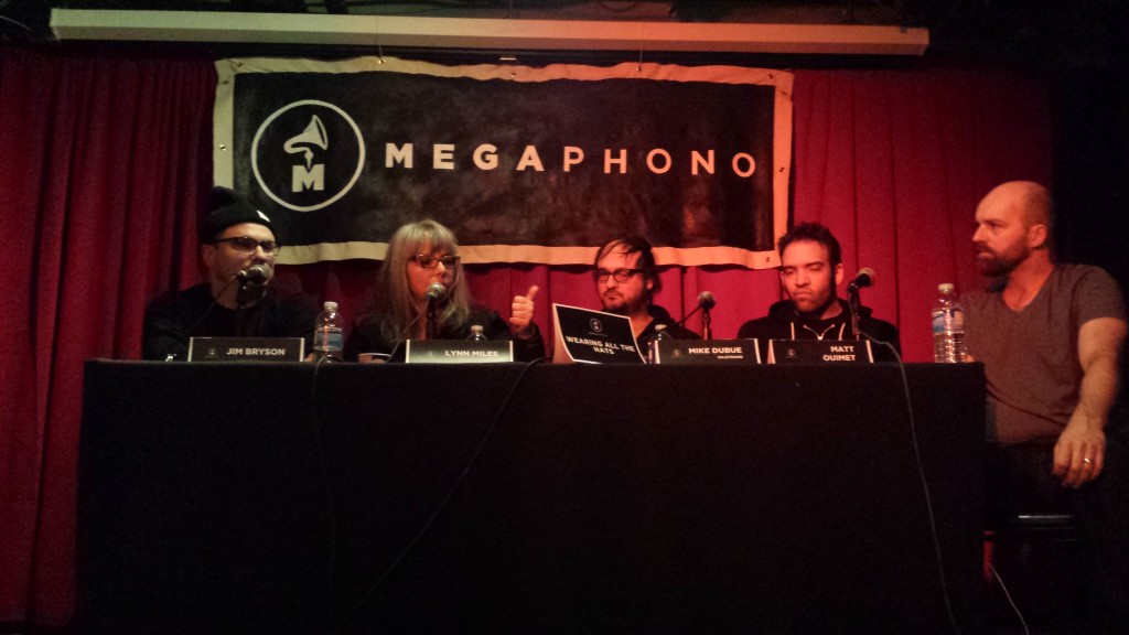 MEGAPHONO Panel: Wearing All the Hats with Jim Bryson, Lynn Myles, Mike Dubue, and Matt Ouimet. Moderated by Jon Barlett. 