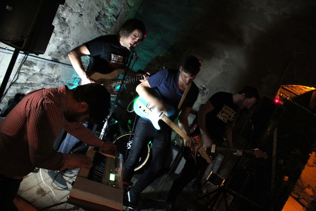Slow Down Molasses playing in the Mugshots' courtyard in Ottawa, ON. Photo: Eric Scharf