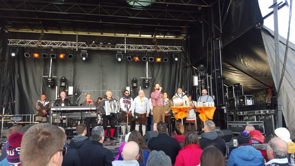 The official keg tapping ceremony at Beau's Oktoberfest in Vankleek Hill.