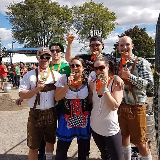 Six eighths of The Empty Steins, your Beau's Oktoberfest Team Challenge Champions. 